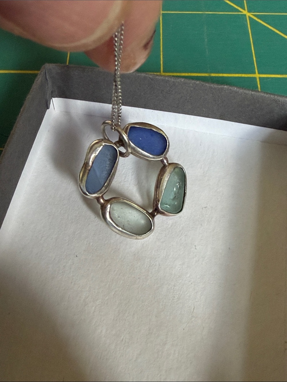 Lita Sea glass Sterling Silver Pendant Necklace in Blues - Picture 2 of 7